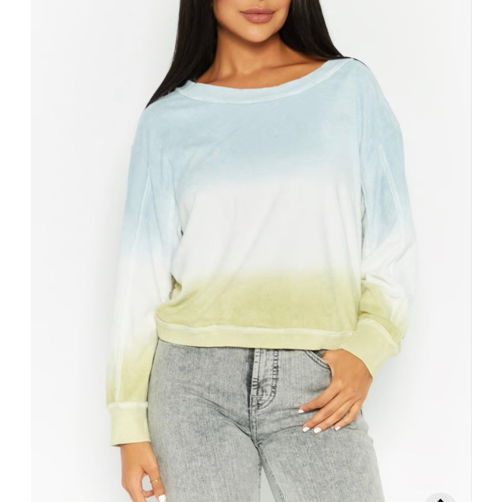 Women's BLACK TAPE Blue Green Tie-Dye Sweatshirt S